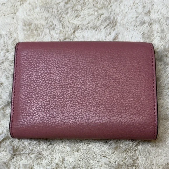 Tory Burch Kira Mauve Pebbled Leather Medium Flap Wallet - Picture 2 of 11